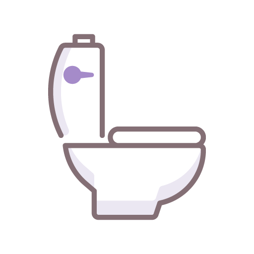 Icône représentant des toilettes avec réservoir et abattant, symbole des installations sanitaires